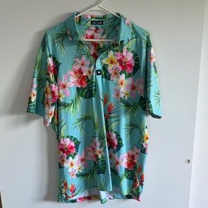 Floral Hawaiian Polo Shirt